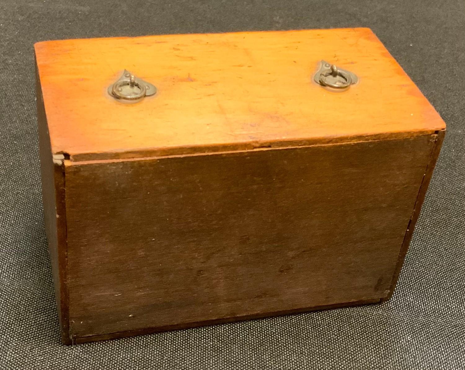 A small Chinese boxwood travelling spice chest of two short over single long drawer, 64mm high, - Image 4 of 4