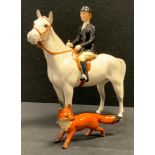 A Beswick Model Huntswoman, grey gloss, another fox (2)