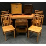 A modern tile top kitchen table and four chairs; a modern occasional table/cantebury; a 1940's