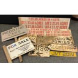 Advertising signs - enamel for sale sign, W.K.Marshall; other various signs, (9)