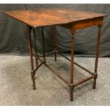 An early George III single sided drop leaf occasional table, possibly red walnut, rectangular top,