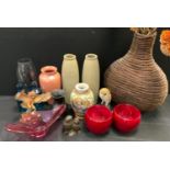 Ceramics and glass - vases, owls, bottles etc.