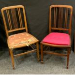 A pair of Edwardian mahogany side chairs, tapered square legs, spade feet, 79cm high(2)