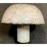 A reconstituted stone mushroom. 31cm high x 36cm diameter.