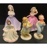 A Royal Doulton figure What's the Matter ?, Hn 3684; another Amanda Hn 3635; others Coalport etc (5)