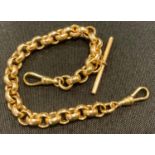 A 9ct gold ring link bracelet, Tbar and ring clasp, 21cm long, Sheffield 1996, 41.3g gross