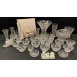 Glassware - a set of six Webb Corbet lead crystal sundae dishes; others Stuart; Swarovski animals,