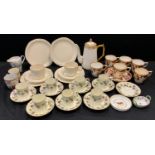 A Royal Worcester Bacchanal pattern part coffee service; Royal Crown Derby gilt coffee pot;