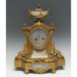 A 19th century French ormolu and white onyx mantel clock, 10cm dial in scribed ** Paris and