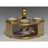 A Barr, Flight & Barr or Flight, Barr & Barr Worcester trefoil-shaped inkstand, the front painted