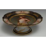 A Vienna shaped circular comport, painted by Wagner, signed, Favosile (Fabulous), with beauty