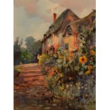 Michael Crawley A Derbyshire Cottage Garden signed, watercolour, 38.5m x 29cm