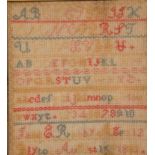 Toyne Needlework Collection - a Victorian needlework sampler, embroidered by Jane E Ranby, aged