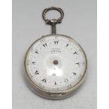 A George III silver pocket watch, for the Turkish market, 4.5cm enamel dial inscribed Isaac