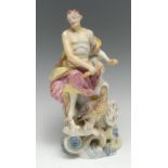 A Derby patch mark figure, of Jupiter aboard a chariot, an eagle at his side, 25.5cm high, c.1765