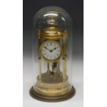 A 20th century gilt metal Portico clock, the white dial with Arabic numerals, perpetual pendants,