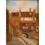 English School (early 20th century) The Glory Hole, Lincoln signed wit h monogram, watercolour, 34cm