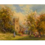 Frank Gresley (1855-1936) Village Church Yard signed, watercolour, 23cm x 28.5cm