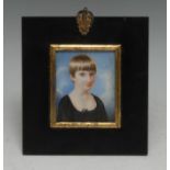 English School (early 19th century), a portrait miniature, Countess de Salis, bust length,