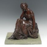After Alfred Louis Habert (French, 1824-1893), a brown patinated bronze, Terpsichore, the Muse of