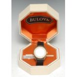 A Bulova gentleman's 9ct gold wristwatch, 28mm dial with inset date aperture, Swiss Automatic 23