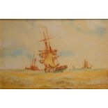 Frederick James Aldridge (1850-1933) Towing Out signed, titled, watercolour, 49cm x 74.5cm