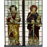 Andrew Stoddart (1876-1941) - a pair of Arts & Crafts stained glass figural panels, Moses with the
