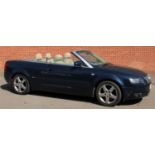 A 2003 Audi A4 2.4 Sport cabriolet convertible in blue, petrol, five speed manual, registration