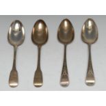 A pair of George George IV provincial silver Fiddle pattern table spoons, James Barber & Co, York