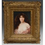 A German KPM rectangular plaque, painted by Dietreich, signed, with a long haired beauty, 23cm x