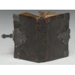 An 18th century French silver mounted prayer book, the leather-bound missal with shaped clasp and