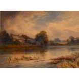 Frank Gresley (1855-1936) Sunset on the Trent, South Derbyshire signed and dated 1890,