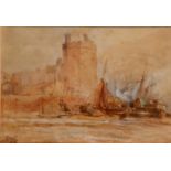 Samuel Bough RSA (1822-1878) Canarveon Castle signed, watercolour, 24cm x 35cm