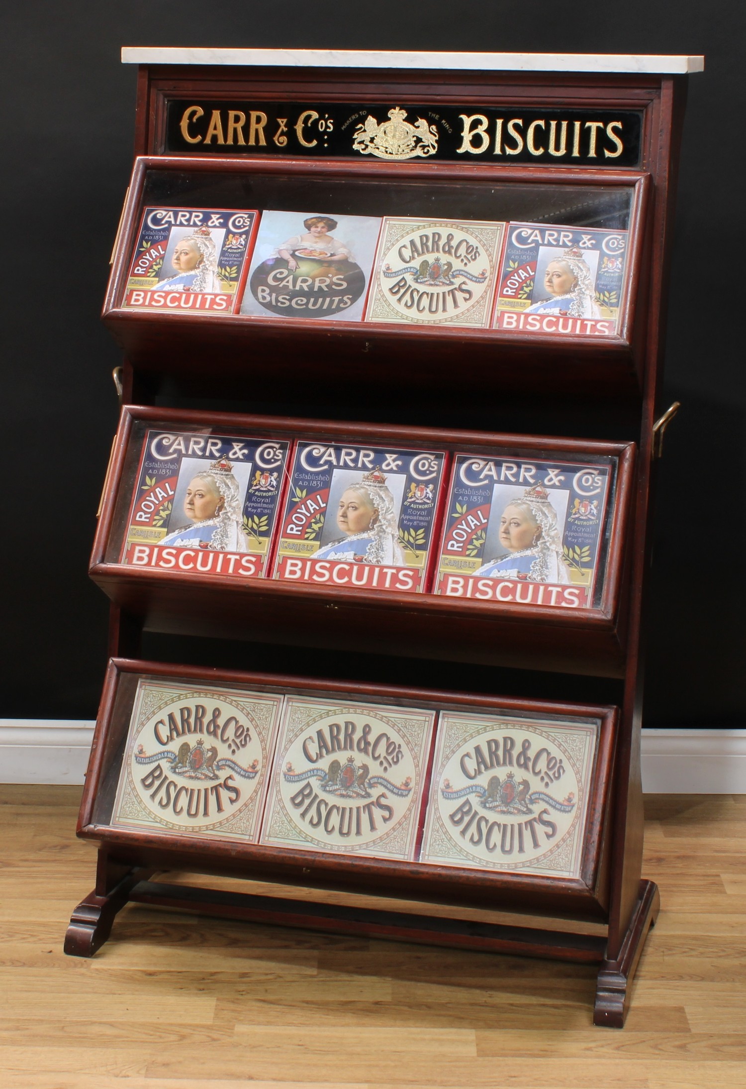 Advertising, Biscuits/Confection - an early 20th century Carr & Co mahogany shop display cabinet,