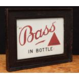 Advertising, Breweriana - an early 20th century Bass rectangular milk glass advertising sign,