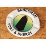 Advertising, Breweriana - a Royal Doulton shaped circular ashtray, "SANDEMAN PORT & SHERRY", the