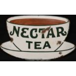 Advertising - a small sized Nectar Tea single sided enamel advertising sign, in the shape and form