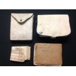 British Army Musicians Pouch dated 1906 complete with music. Plus a 1956 white leather musicians