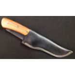 Hunting knife with 105mm long single edged blade with etched makers mark "Double Sharp" & "George