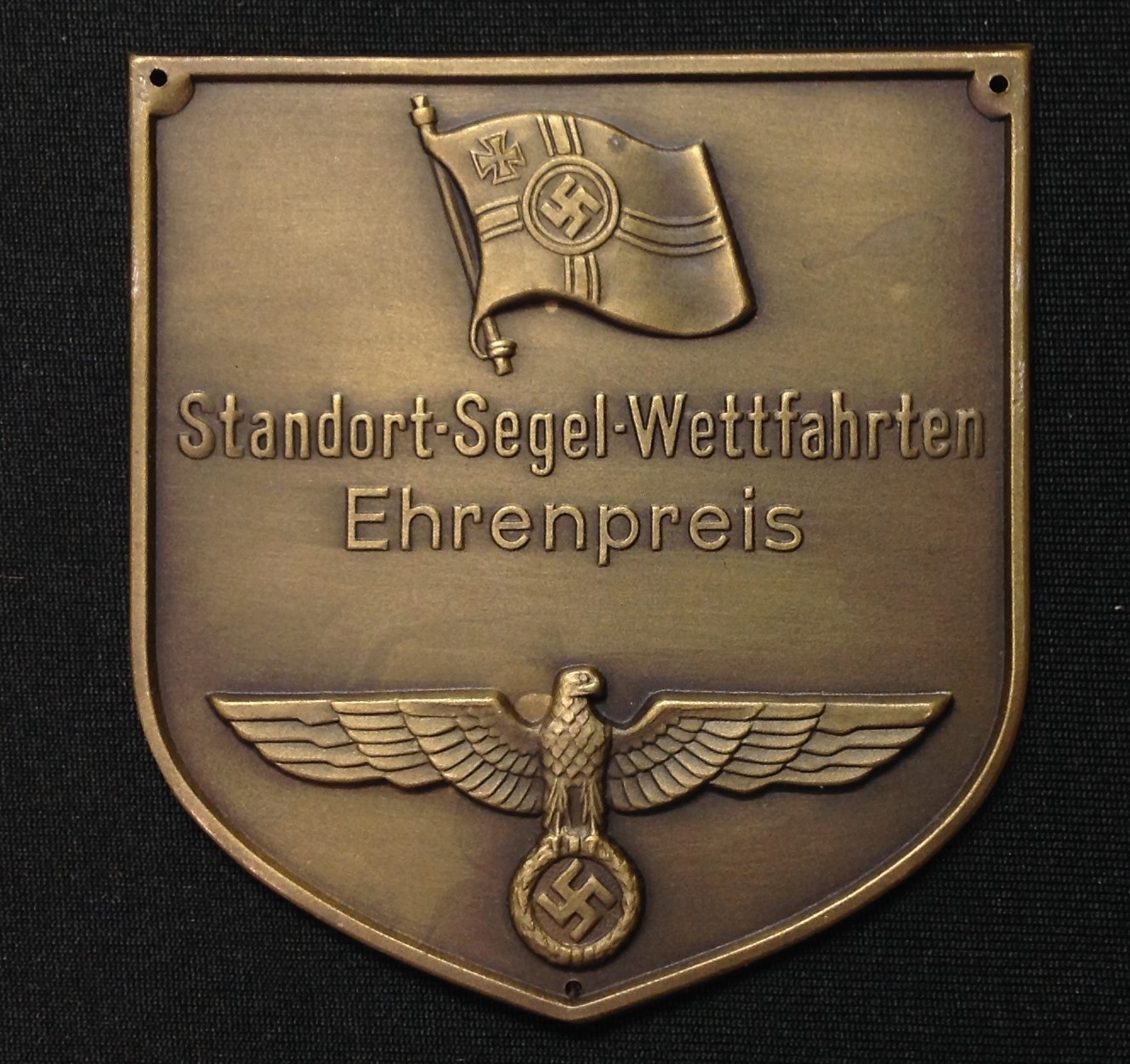 WW2 Third Reich Kriegsmarine, Plakette, Bronze sailing competition prize winners plaque "Standort-