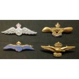 WW2 British RAF Sweetheart collection comprising of four Sweetheart badges: one RAF Officers style