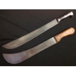 A pair of British Martindale Machetes: one with black composition grip with 460mm long blade,