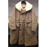 WW2 Canadian Army sheepskin-lined canvas overcoat, maker marked & dated 1940, size 40, complete with