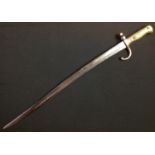 Dutch 1873 Yataghan Bayonet with 572mm long fullered single edged blade, maker marked "P Stevens,