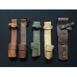 WW2 British Bayonet Frogs: 1937 pattern and leather Home Guard pattern. Plus one leather Swedish