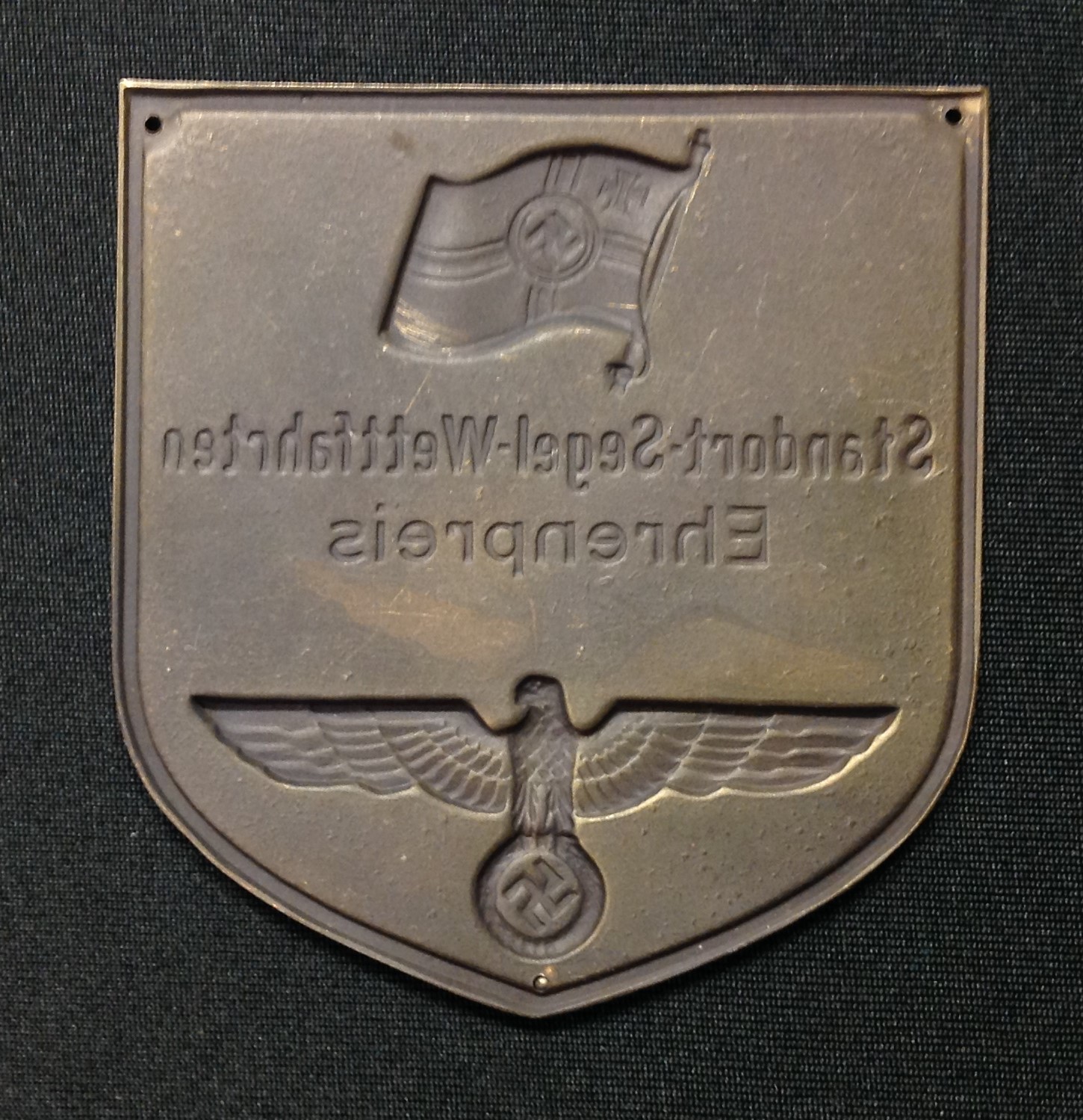 WW2 Third Reich Kriegsmarine, Plakette, Bronze sailing competition prize winners plaque "Standort- - Image 2 of 2