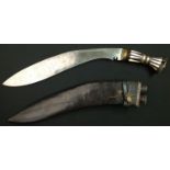 Gurkha Kukri Knife with 385mm long blade with stamped decoration to one side while the other side