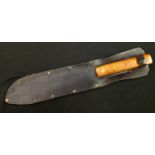 Bowie Knife with 238mm long blade with etched maker mark "Bell Bowie Knife Co, Sheffield,