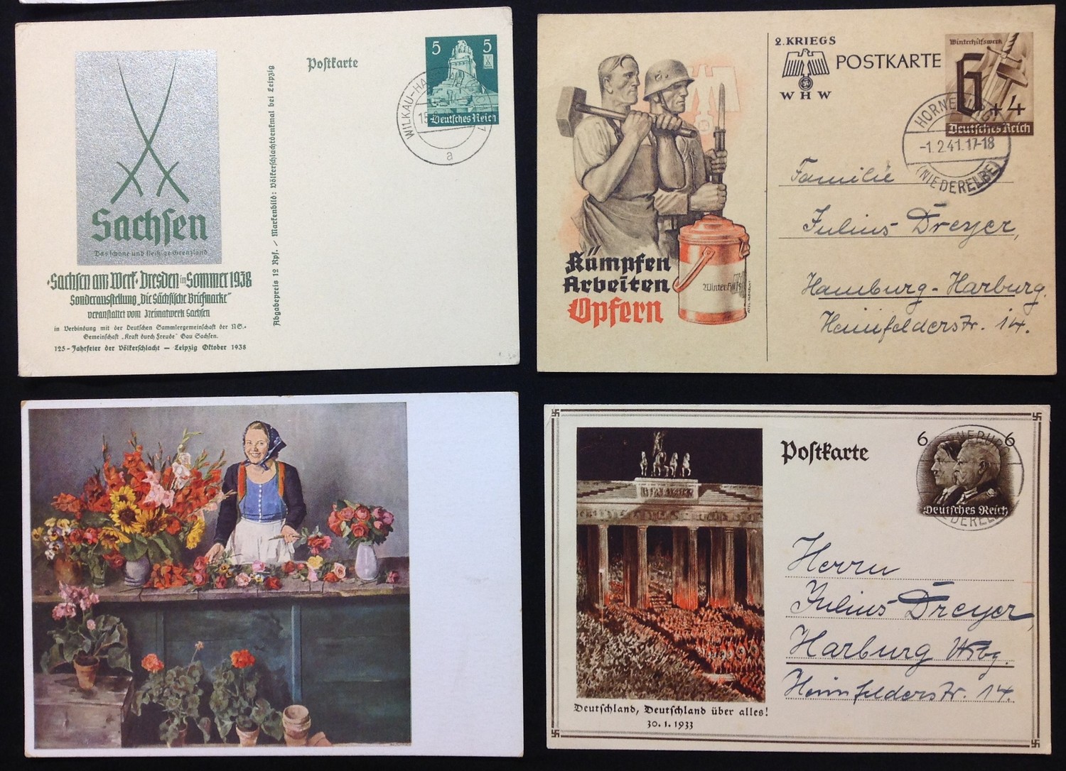 WW2 Third Reich Postcards, 17 in total, eleven of which have been filled in and posted. Political - Image 4 of 6