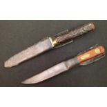 Two Hunting knives: "Bushman's Friend" knife with single edged blade 128mm in length maker marked "